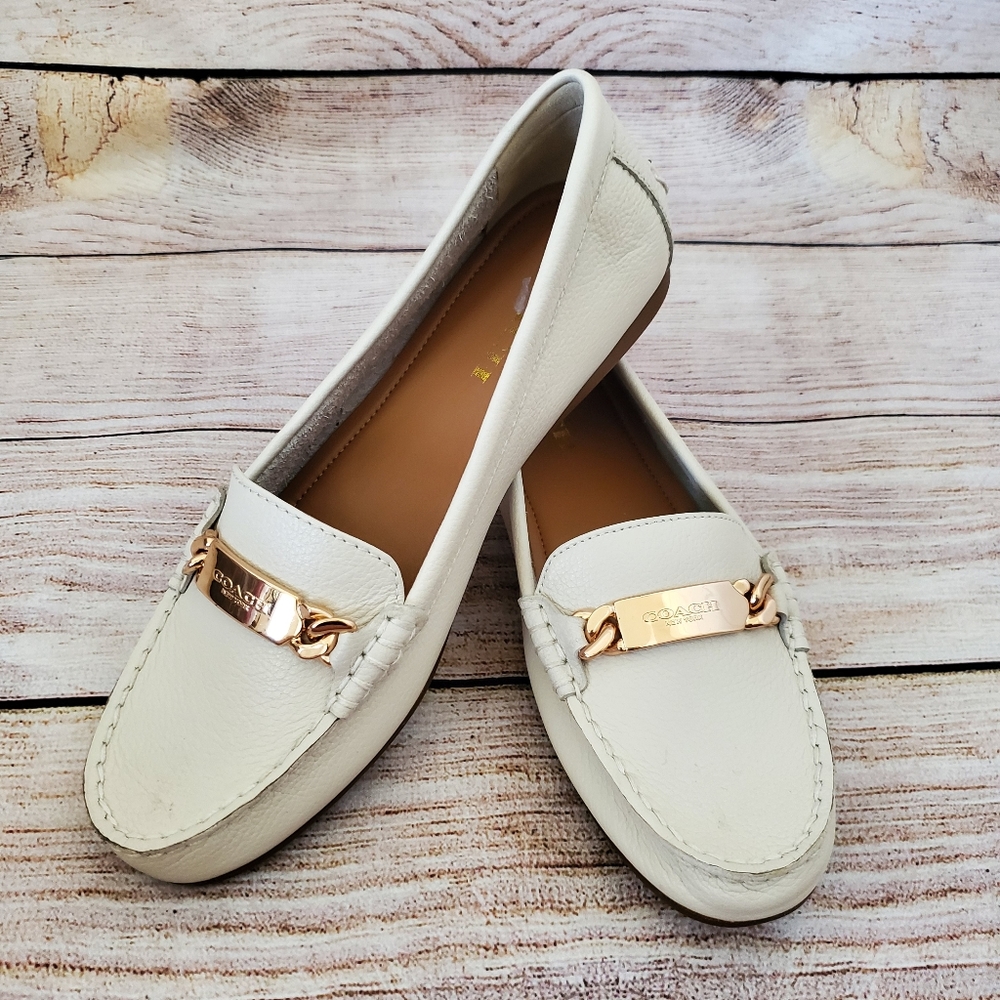 Sold....Coach Olive Pebble Grain Leather Flat Loafer - Picture 6 of 8
